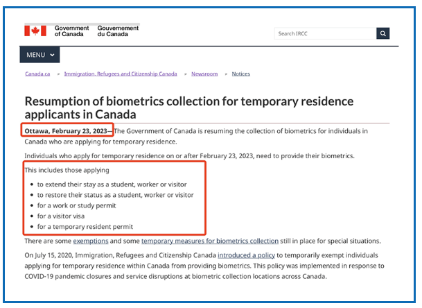 加拿大恢復(fù)境內(nèi)申請生物信息采集，附申請流程！